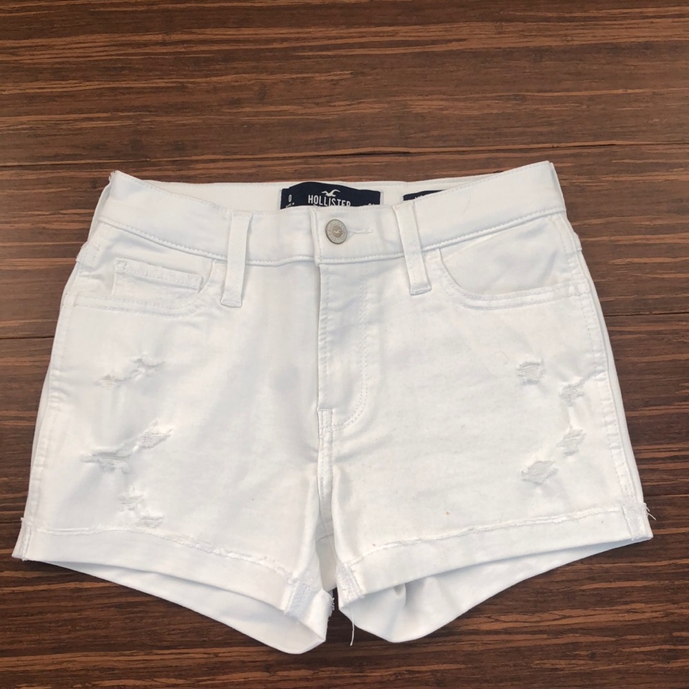 Hollister white jean shorts